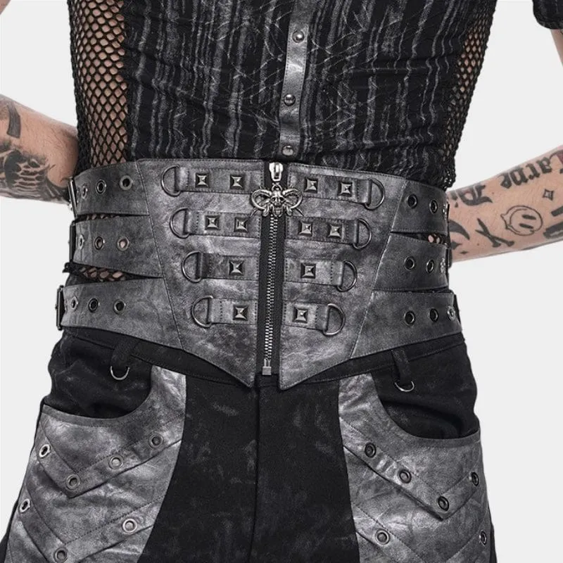 Herr Punk Layered Rivets Dragkedja Gördel