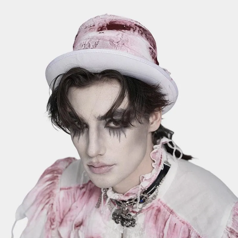 Herr Gothic Bandagelindade Streamers Hög Hatt Vit
