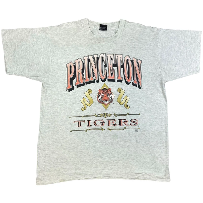 Vintage 90s Grey Princeton Tigers Single Stitch Graphic Print T-shirt L