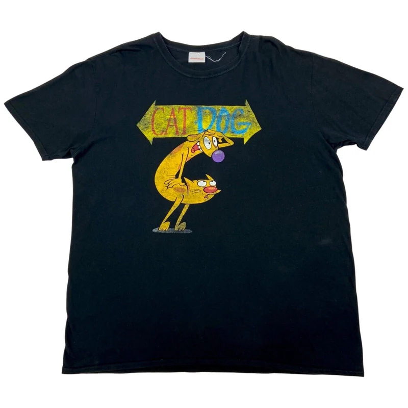 Vintage 90s Black Cat Dog Graphic T-shirt XL