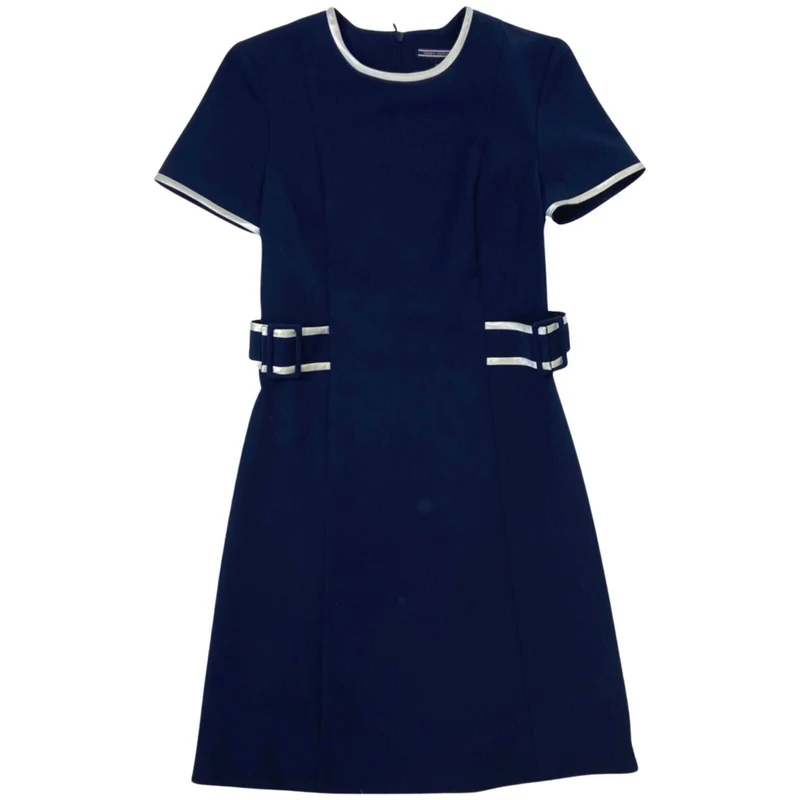 Vintage 90s 00s Navy Blue White Tommy Hilfiger Buckle Dress S