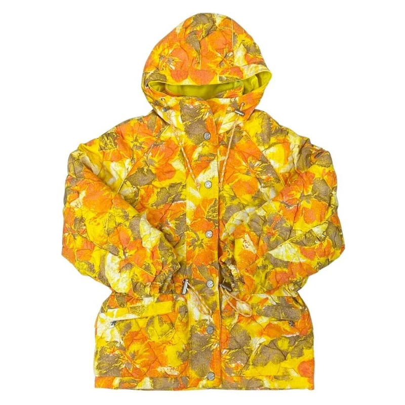 Vintage 1990s Yellow Orange Ellesse by Goldwin Hawaiian Print Jacket Large