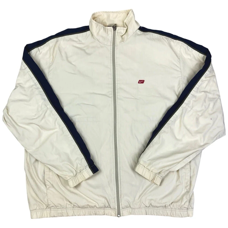 Vintage 90s Cream Navy Nike Embroidered Windbreaker Extra Large