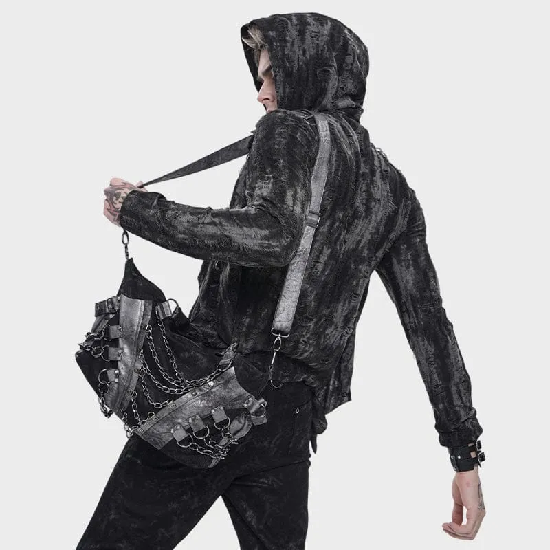 Herrväska med punkmönster och kedja
