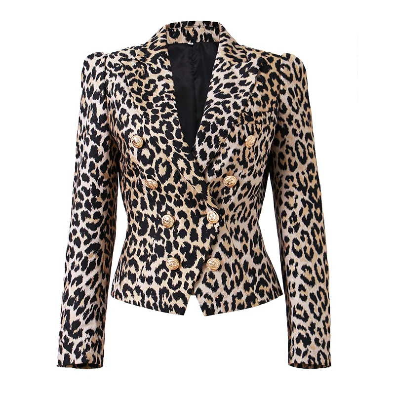 Double Breasted Leopard Trendy Blazer