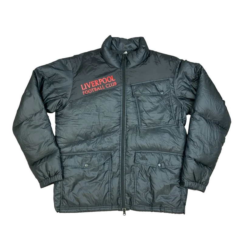 Y2K 2007 Adidas Black Liverpool Football Club Zip-Up Puffer Jacket Large
