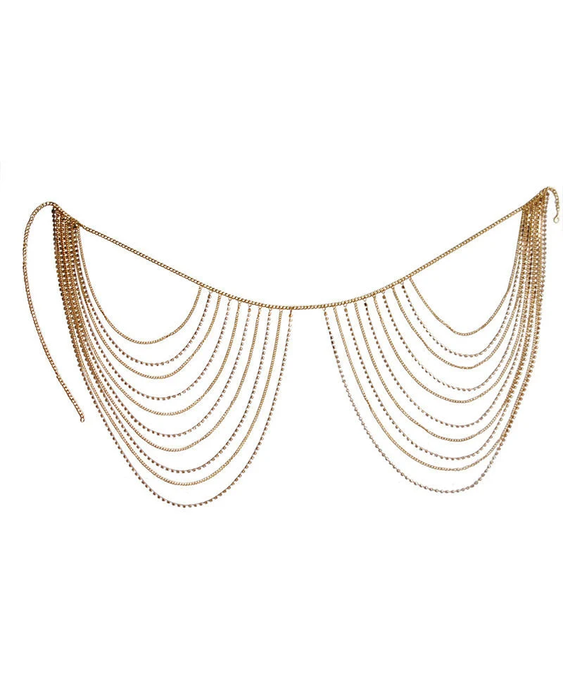 Dam Body Chain med Bohemisk Stil och Flera Lager