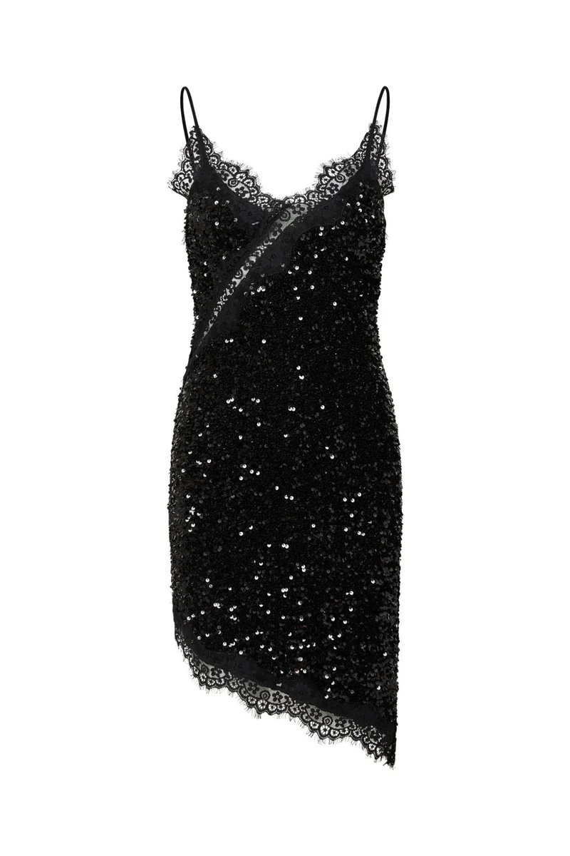 Pieces - Pckammy Strap Lace Dress - 5130875 Black Black Sequins