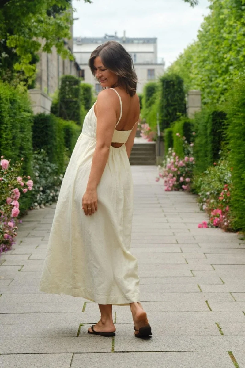 Neo Noir - Savani Long Linen Dress 165480 - 191 - Light Yellow