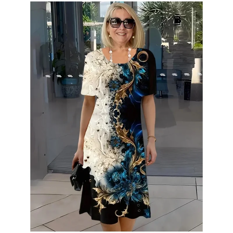 Emma | Mönstrad Elegant Midiklänning För Vardagsbruk