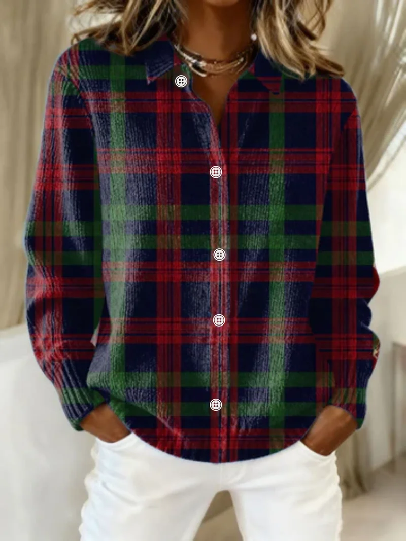 Gunilla | Rutig hoodie-blus