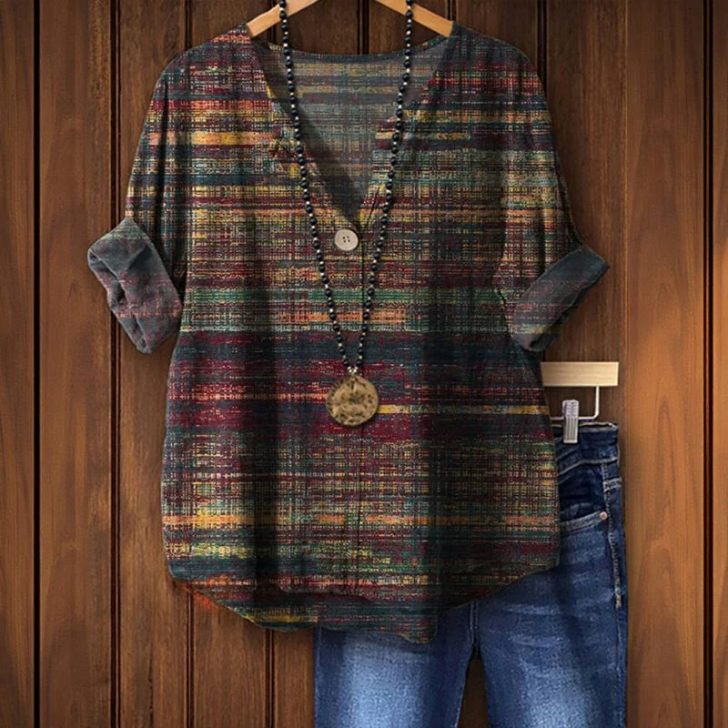 Zane | Vintageinspirerad blus med färgglada accenter