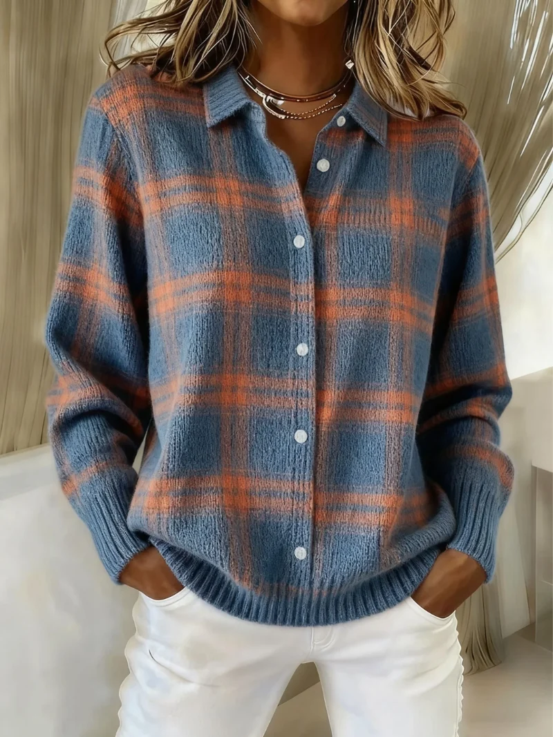 Mira | Mjuk hoodie-blus med rutmönster