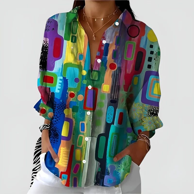 Ava | Blus med geometriskt mönster