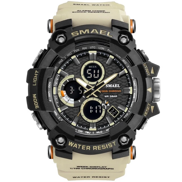 Sport Watch Dual Time Men Watches 50m WaterproofMale Clock Military Watches for Men 1802D Shock Resisitant Sport Watches Gifts