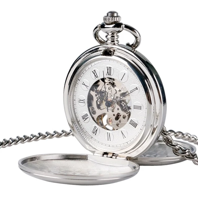 Navidad Christmas Gift Smooth Mechanical Pocket Watch Full Luxury Gold Color Men Women Stylish Retro FOB Hand Wind Double Hunter