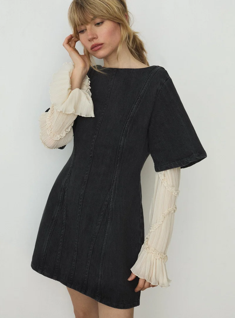 ROSETTE GREY SHORT DRESS