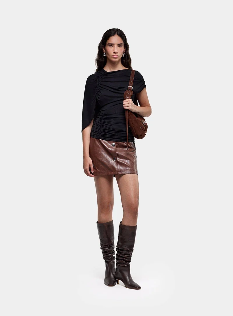 AERIS BLACK DRAPED TOP