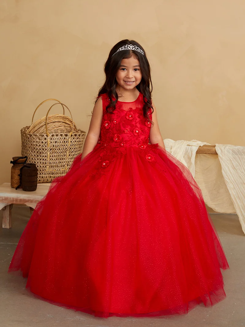 Girl Mini-Quince med blommig tyll livkroppsklänning från TIPTOP KIDS - AS7038