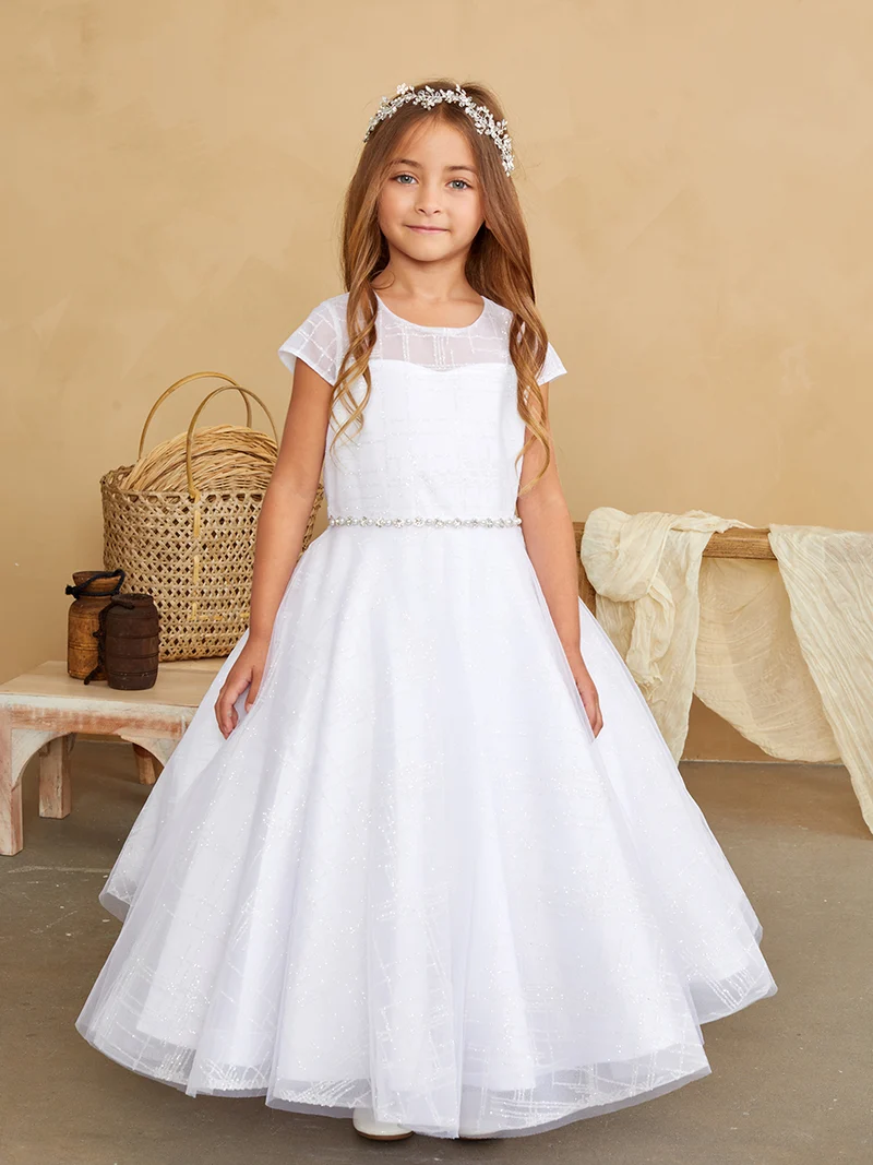 Flower Girl Tyll Glitter Illusion Neckline Klänning från TIPTOP KIDS - AS5844