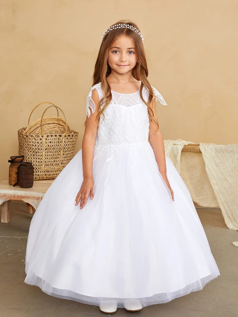 Flowergirl paljettapplikation med axelaccentklänning från TIPTOP KIDS - AS5839