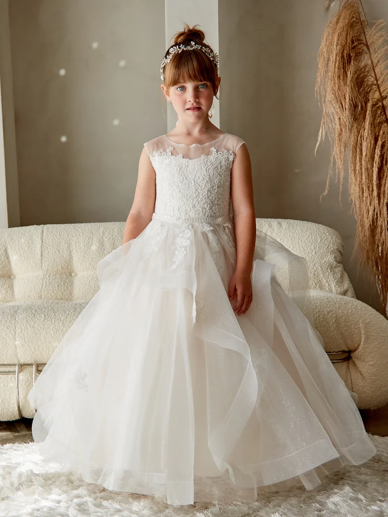 Flower Girl Gorgeous Spets Bodice Tyll Layered Klänning från TIPTOP KIDS - AS5850