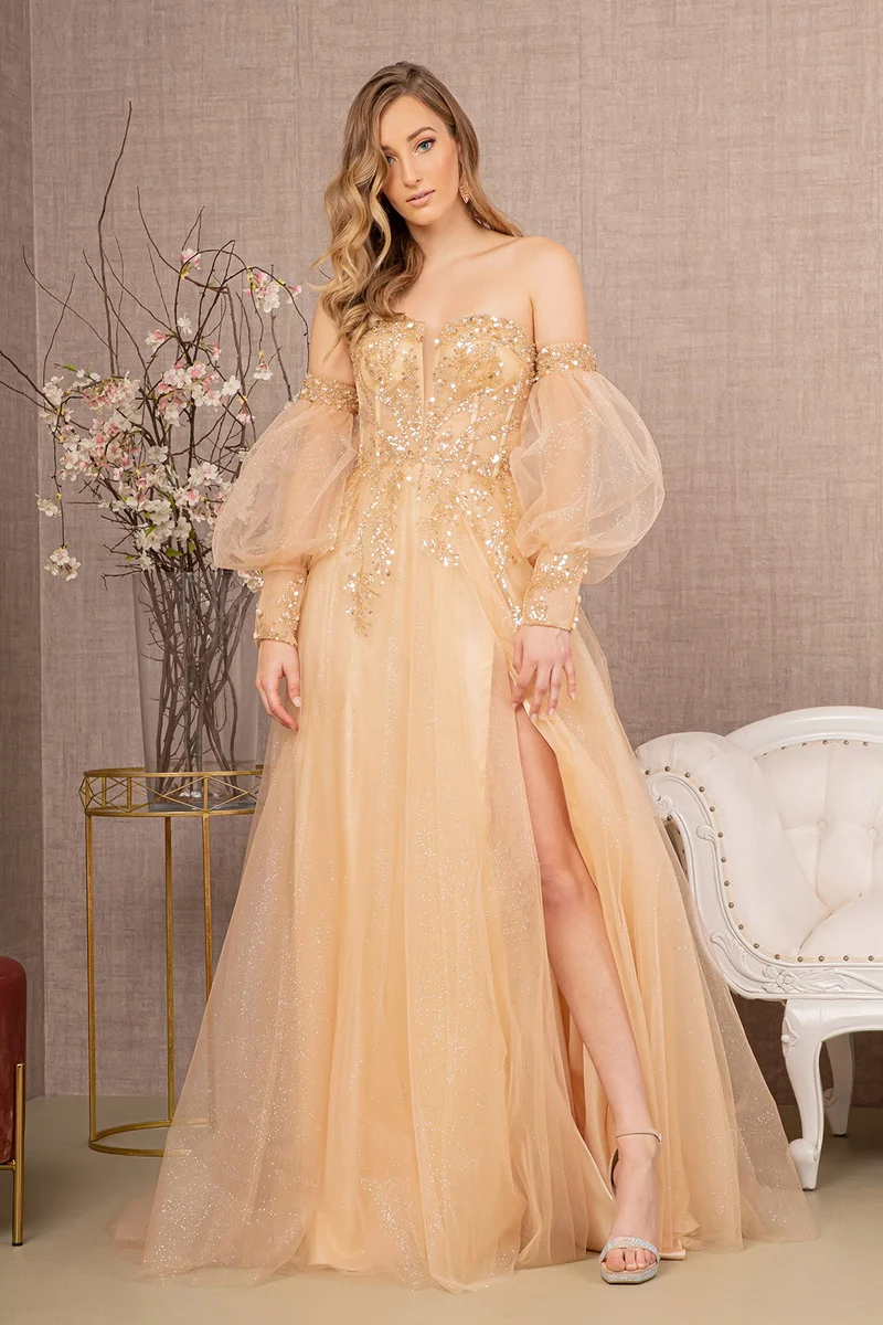 Axelbandslös paljett Sheer Bodice Sweetheart A-Line Klänning från GLS by Gloria GL3118 - Högtidsklänning för kvinnor - Speciella tillfällen/kurvor