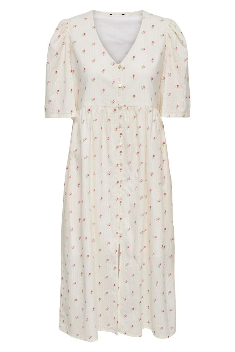 JDY - Jdyastrid 2/4 Midi Dress - 5026858 Cloud Dancer 25-02-26 Flower Detail