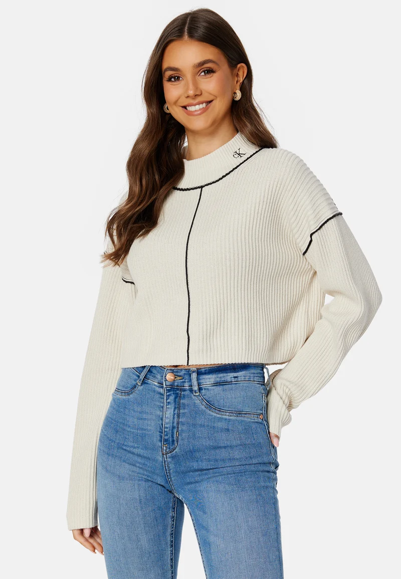 Contrast Seaming Loose Sweater