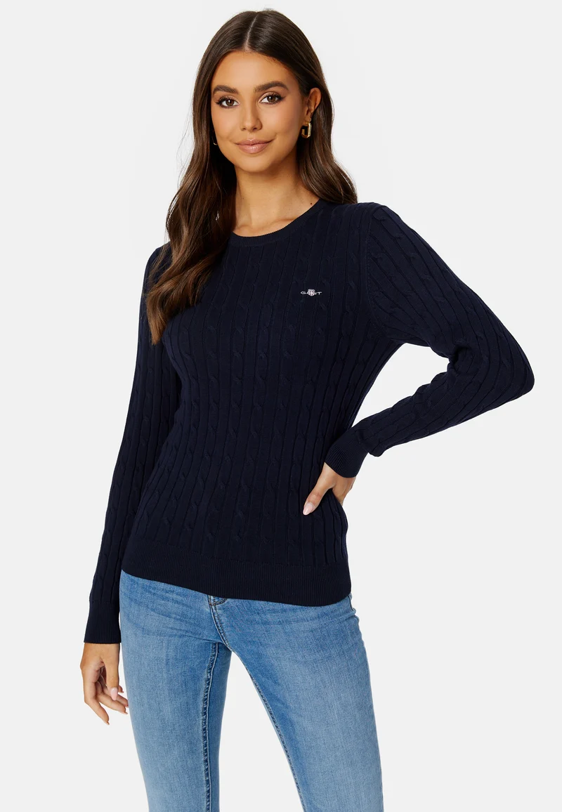 Stretch Cotton Cable C-Neck
