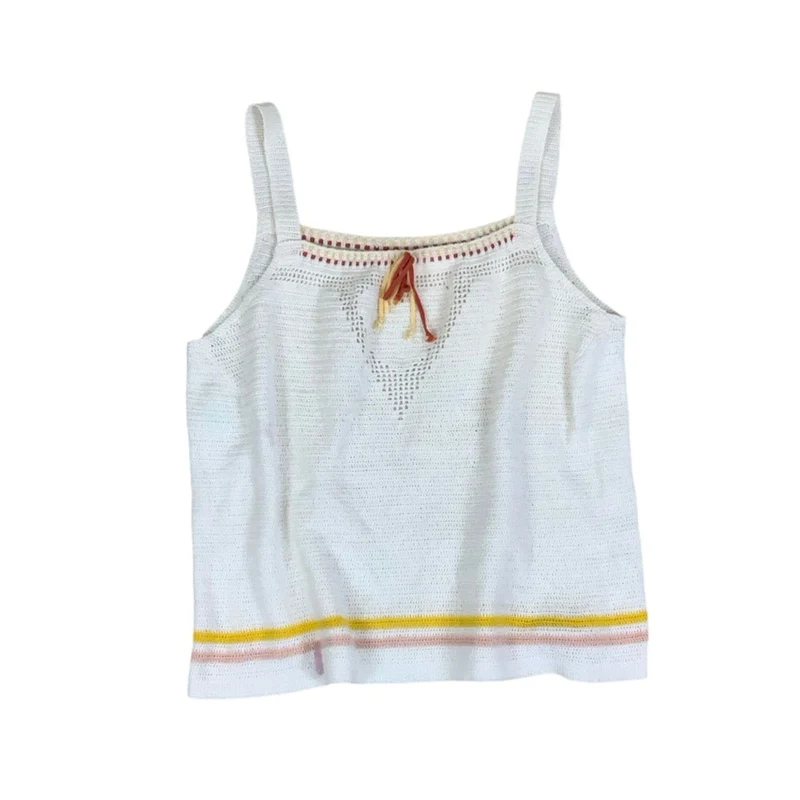 Vintage 90s Y2K White Yellow Orange Tank Top UK 8 10