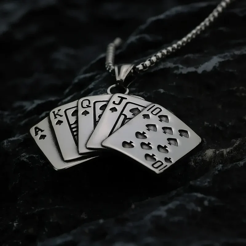 Herrhalsband med straight flush och punkpoker