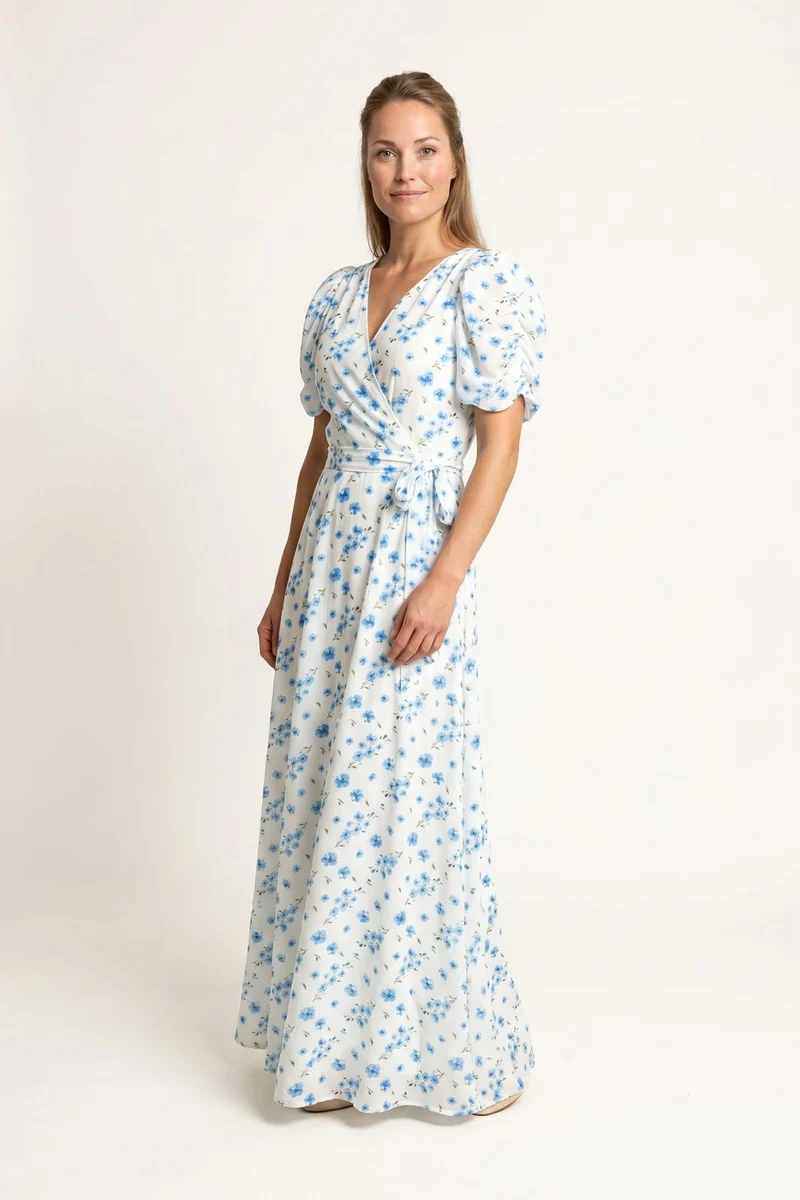 Dear Molly - Angle Wrap Dress - Blue