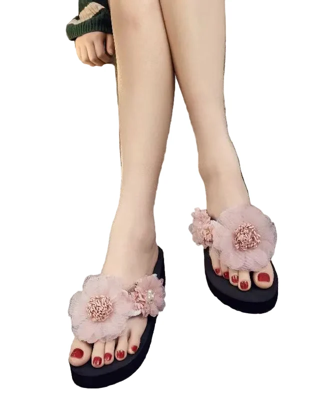 Kvinnors Plattform Sandaler Blommotiv