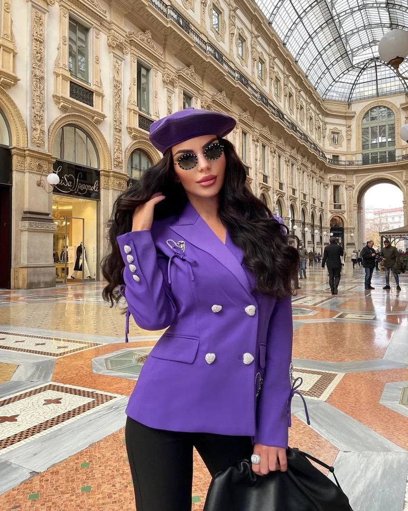 Double Breasted Blazer in Purple