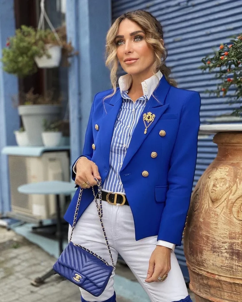 Double Breasted Blazer in Royal Blue