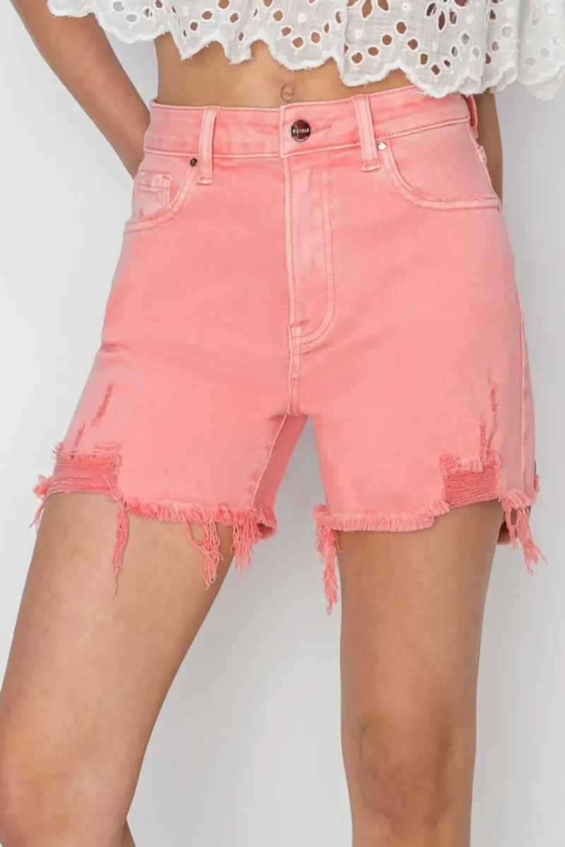 RISEN Hög midja Slitna Jeansshorts