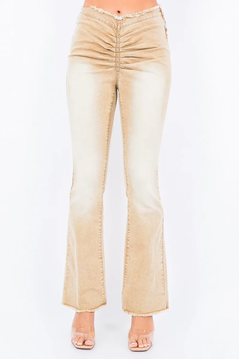 Amerikanska Bazi V-Cut Ruched Flare Pants