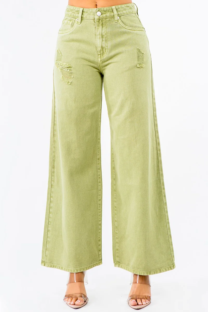 American Bazi högmidjade slitna jeans med vida ben