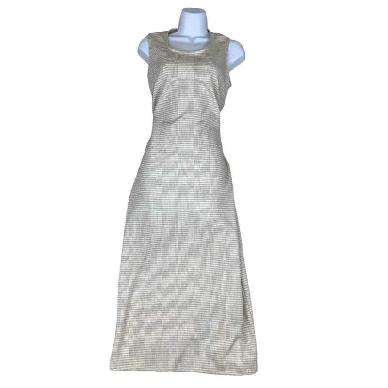 Vintage 90s Y2K Grunge ‘Studio Ease’ Brown Beige Check Sleeveless Maxi Dress 10