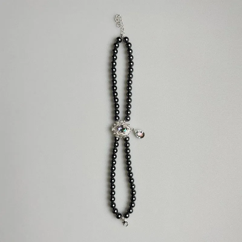 Pet's Gothic Cat Choker med dubbelt lager och pärloversimitation