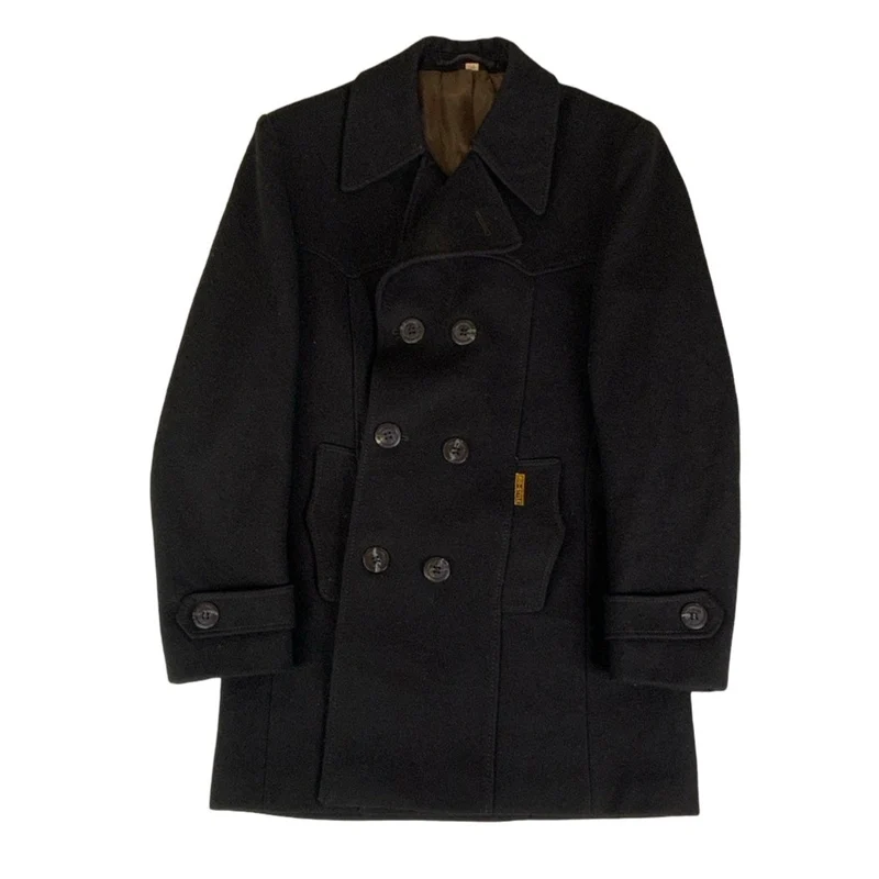 Vintage Mens Rio-Style Double Breasted Brown Wool Duster Coat M L