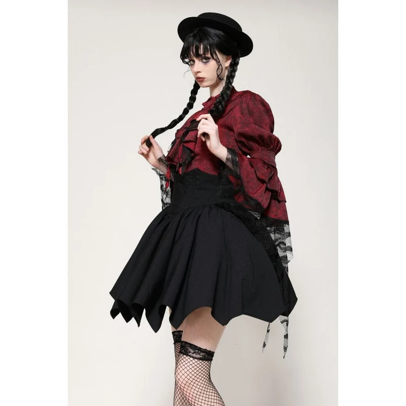 Gothic Lolita Batwing, kort kjol med hög midja för kvinnor