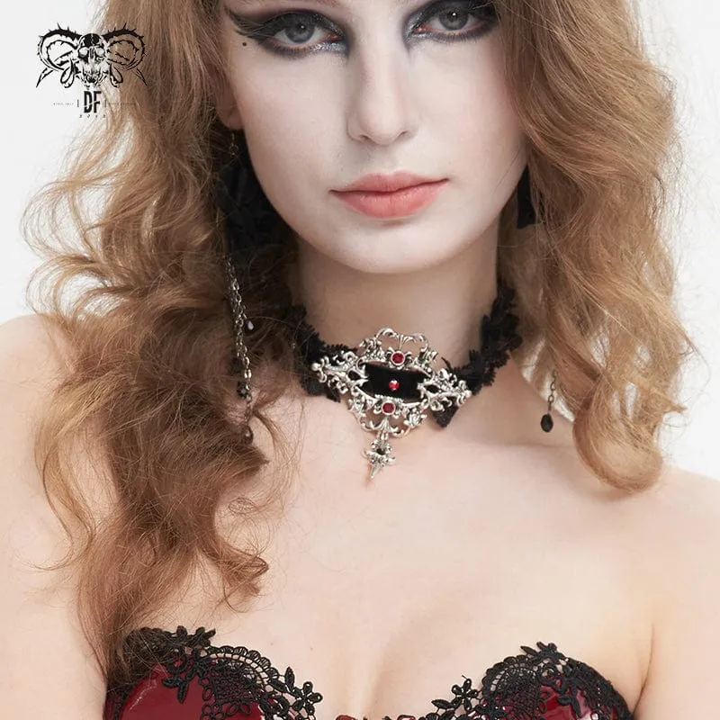 Kvinnors Gothic Beaded Spets Hem Halsband