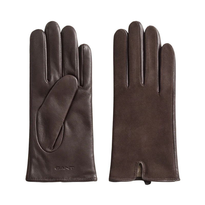 Leather Suede Gloves - Deep Brown