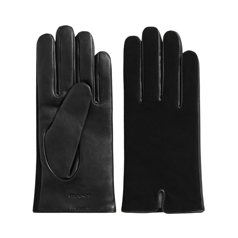Leather Suede Gloves - Black