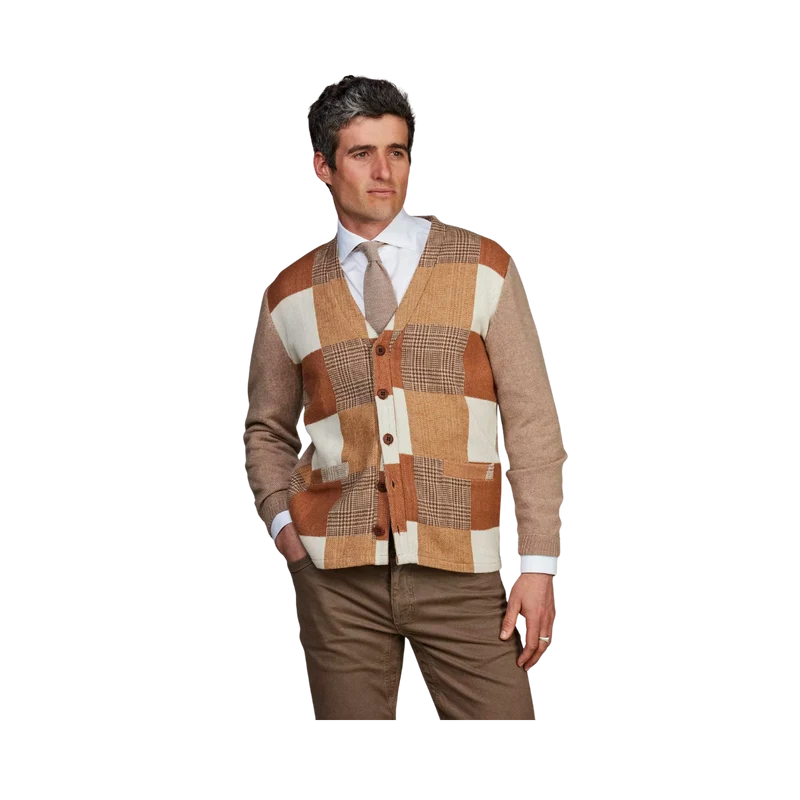 Woven Front Cardigan - 62 Dark Beige