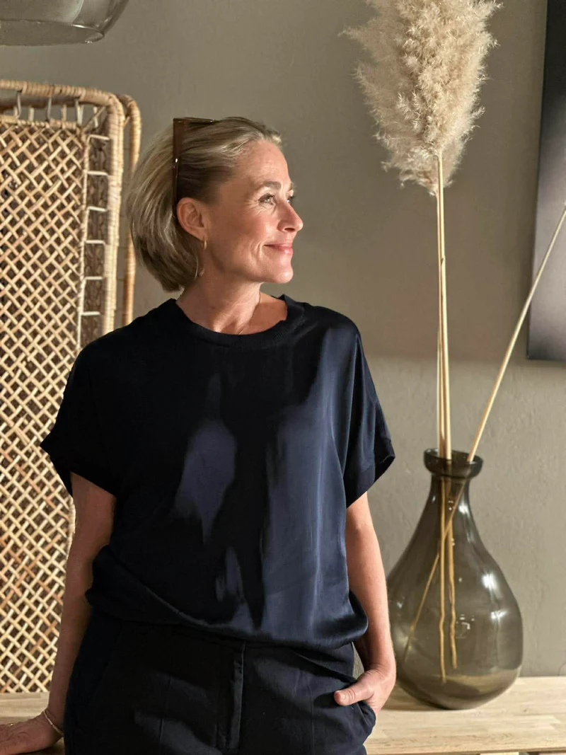 T-Shirt med ribbkant
