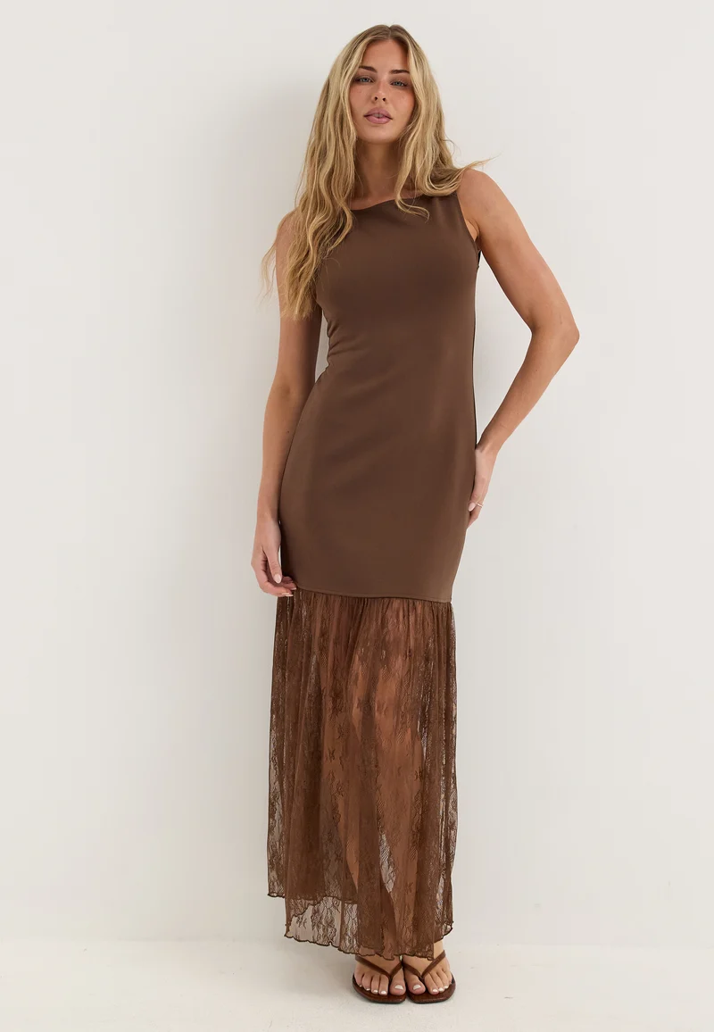 Combined Lace Maxi Dress