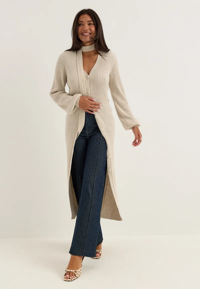 Rib Knitted Cardigan Dress